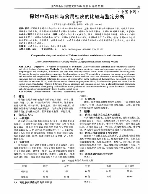 探讨中药肉桂与食用桂皮的比较与鉴定分析