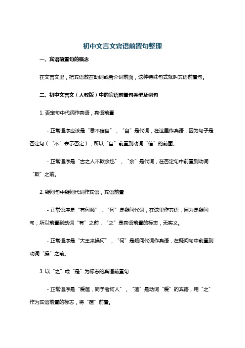 初中文言文宾语前置句整理