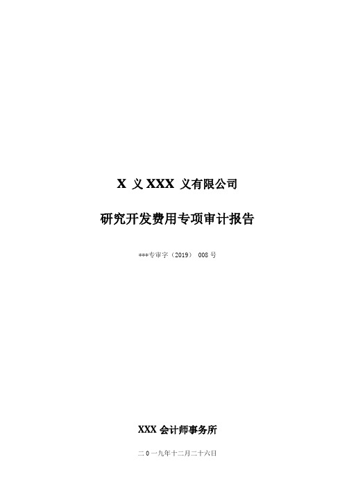 高新科技企业研发费用专项审计报告范例