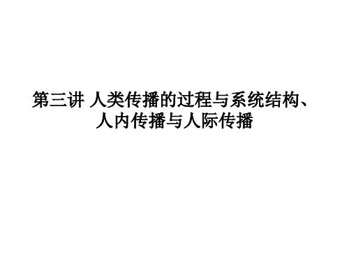 第三讲 人类传播的过程与系统结构、人内传播与人际传播