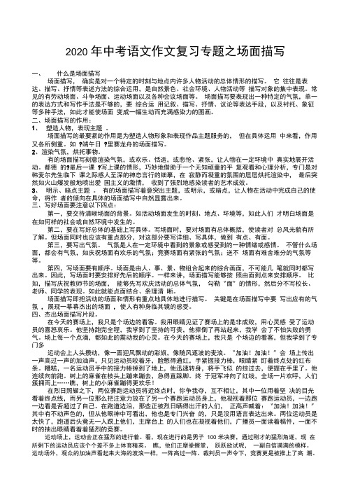 2020年中考语文作文复习专题之场面描写