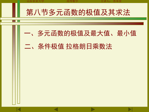 第八节多元函数的极值及其求法