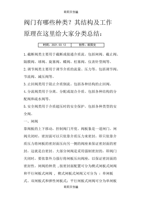 十五种常用阀门结构及工作原理(带示意图)之欧阳文创编