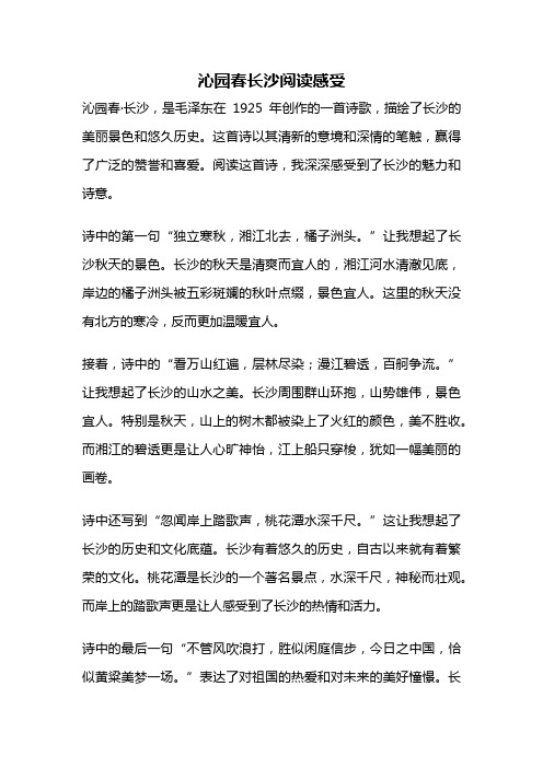 沁园春长沙阅读感受