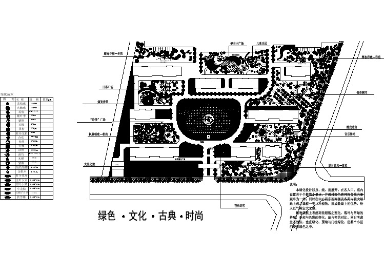 【设计图纸】中心广场景观设计总平面图(精选CAD图例)