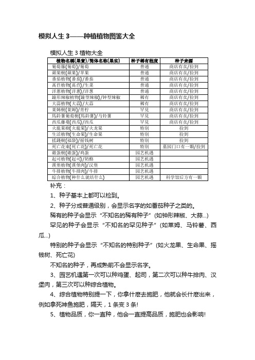 模拟人生3——种植植物图鉴大全