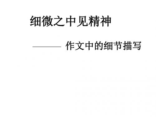 于细微处见精神(精华)