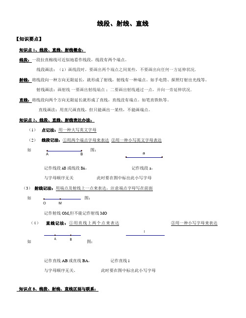 2021年好线段射线直线知识点总结及习题