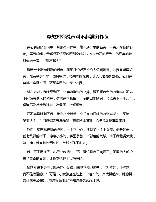 真想对你说声对不起满分作文