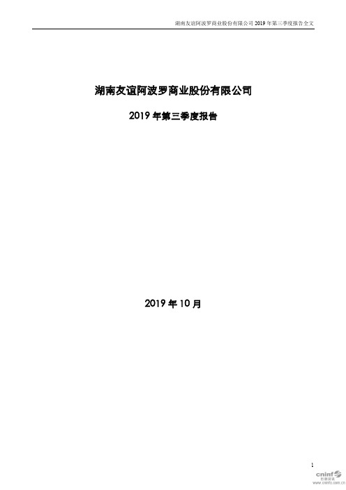 友阿股份 2019 第三季度财报