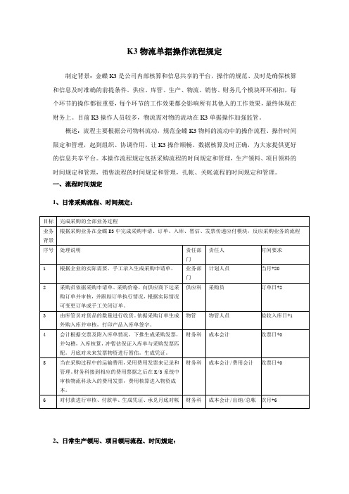 K3物流单据操作流程规定