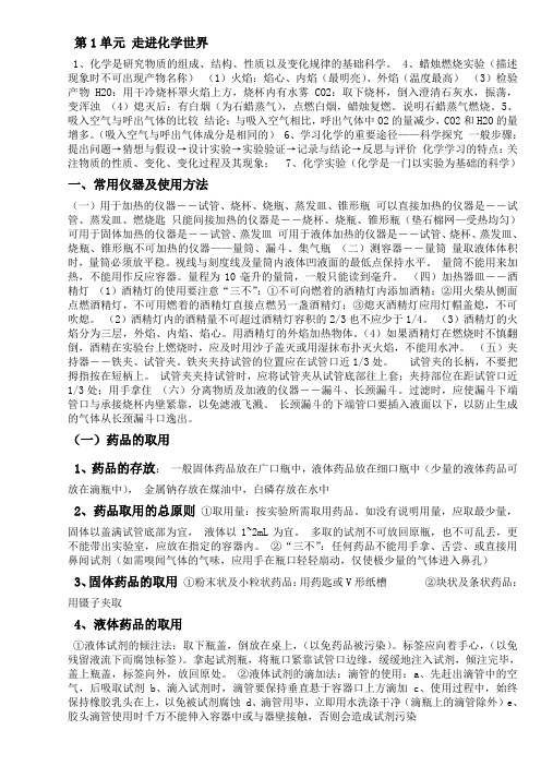 鲁教版八年级化学知识点