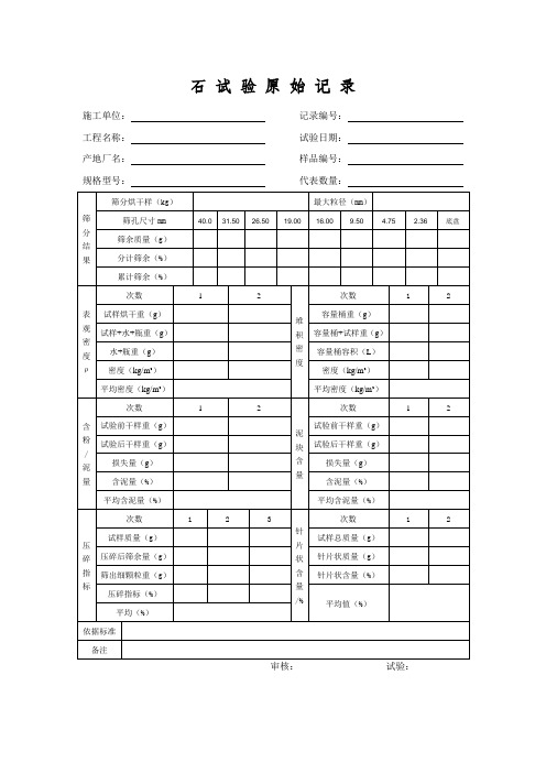 砂石试验原始记录