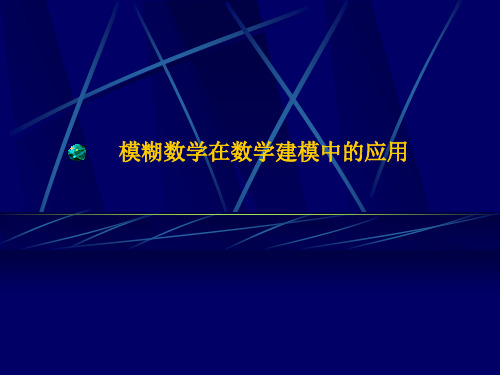 模糊数学在数学建模中的应用