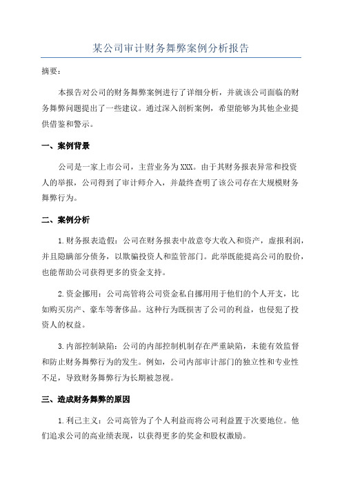 某公司审计财务舞弊案例分析报告