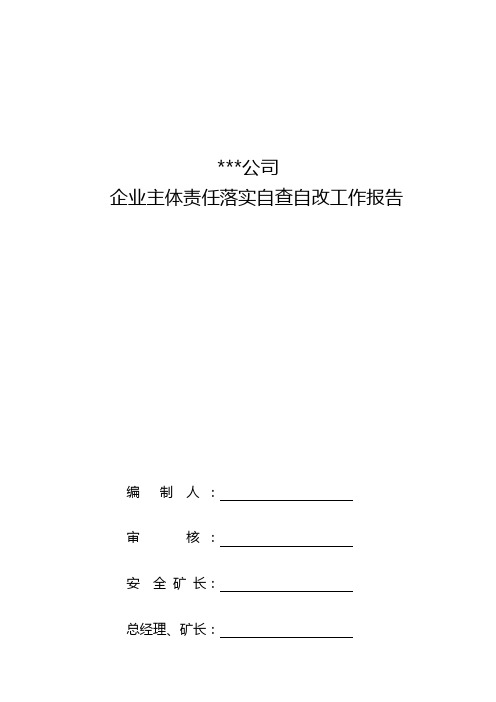 企业主体责任落实自检自改报告