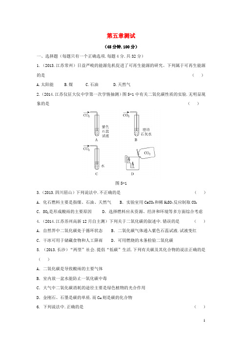 九年级化学上册第五章燃料测试题新版粤教版