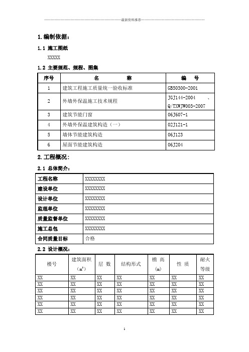 节能工程施工方案(门窗、外墙保温、屋面等)精编版