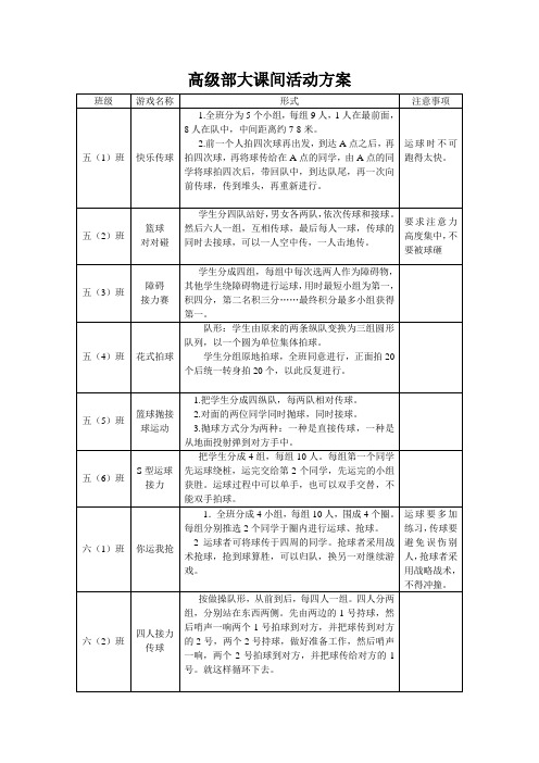 高级部大课间活动方案