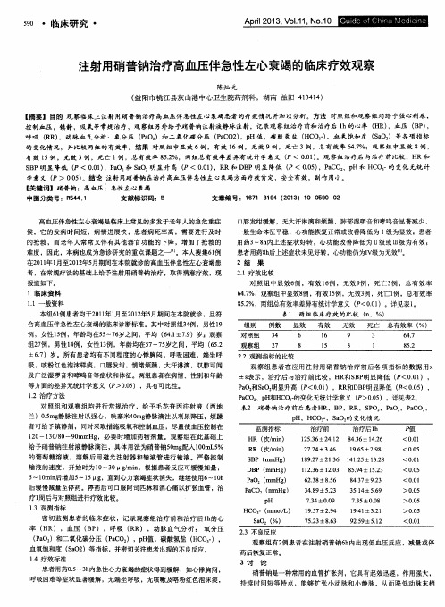 注射用硝普钠治疗高血压伴急性左心衰竭的临床疗效观察