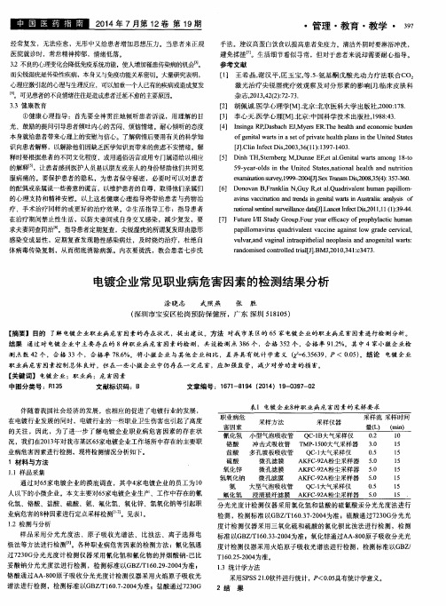 电镀企业常见职业病危害因素的检测结果分析