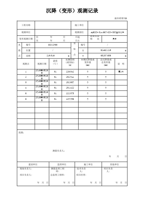 边坡沉降(变形)观测记录1