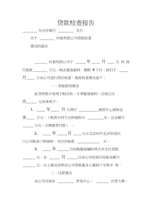 贷款检查报告