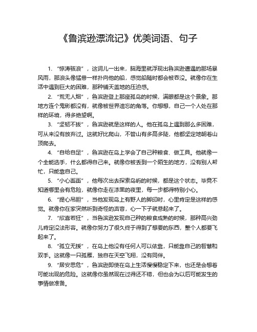 《鲁滨逊漂流记》优美词语、句子