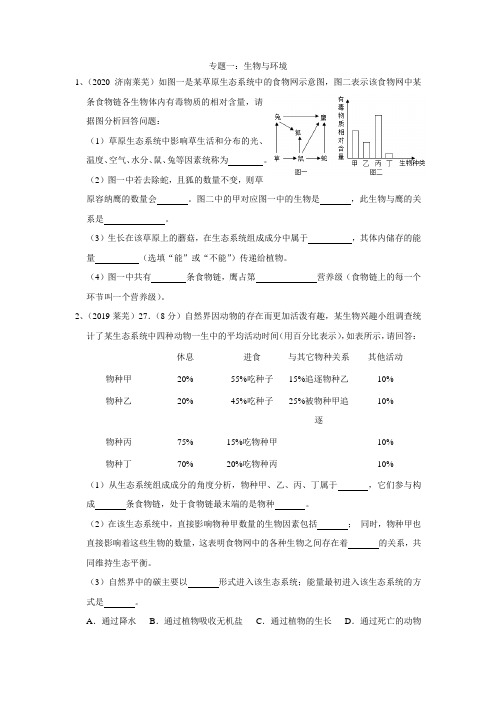 初中生物会考专题《生物与环境》测试题练习