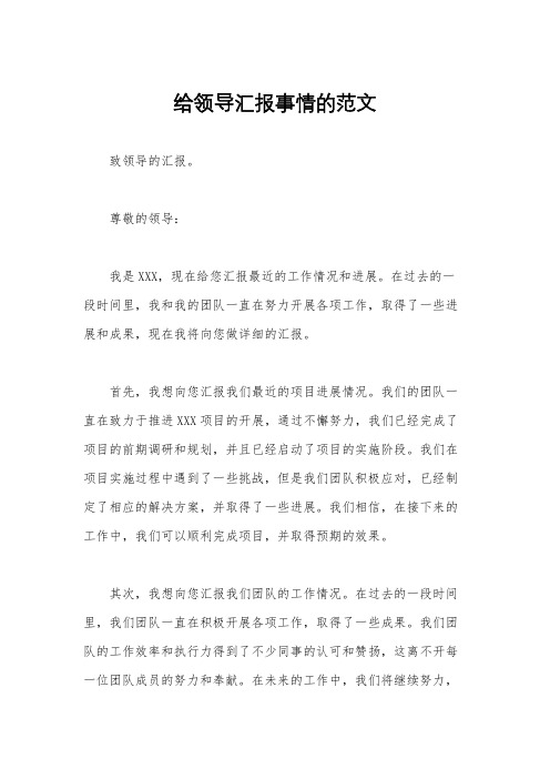 给领导汇报事情的范文