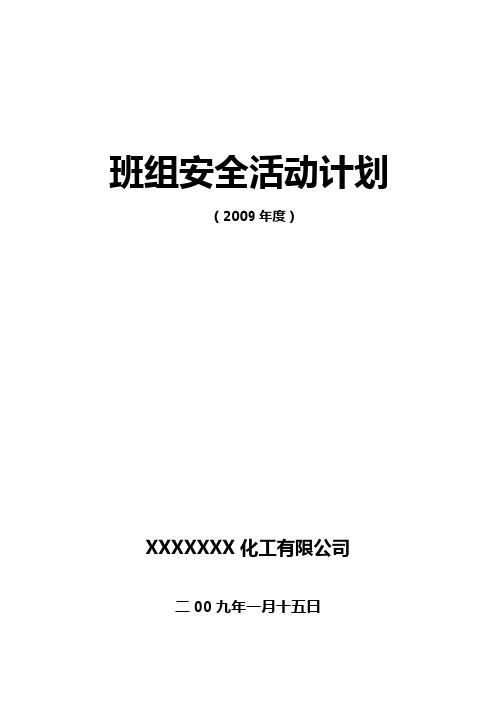 1班组安全活动计划2009