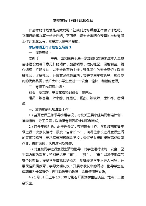 学校寒假工作计划怎么写