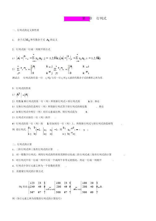 自考线性代数(经管类)公式汇总(精髓版)