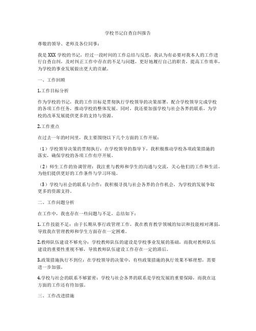 学校书记自查自纠报告