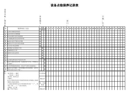 (焊接机,移印机,镭射机)设备点检保养记录表-