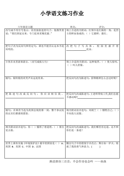 小学六年级语文拓展训练III (71)