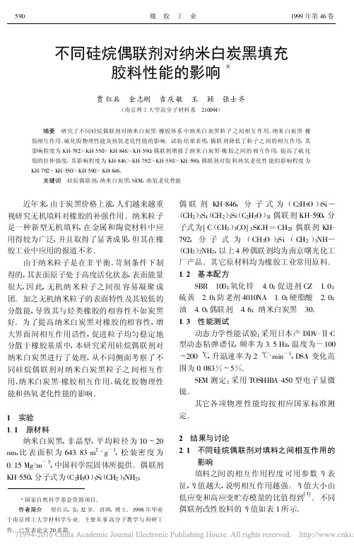 不同硅烷偶联剂对纳米白炭黑填充胶料性能的影响_贾红兵