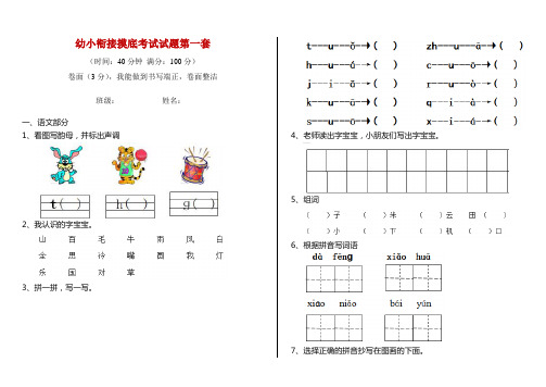 幼小衔接摸底考试试题第一套