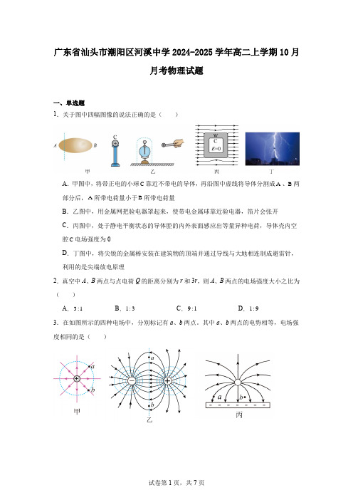 广东省汕头市潮阳区河溪中学2024-2025学年高二上学期10月月考物理试题