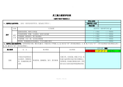 员工能力素质评估表