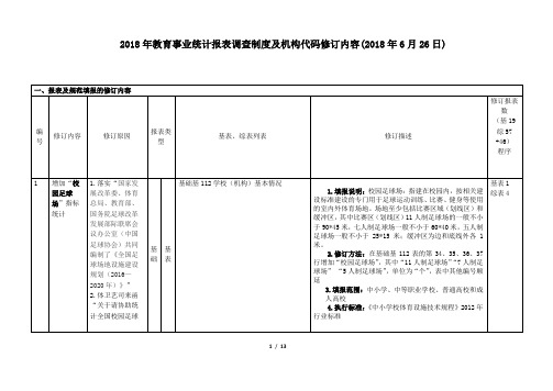 2018年教育事业统计报表及指标修订内容(20180626版)