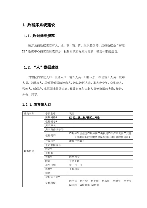 社区网格化平台数据库系统建设规范