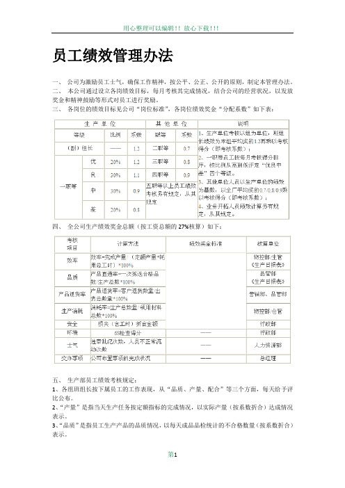 印刷厂绩效考核方案