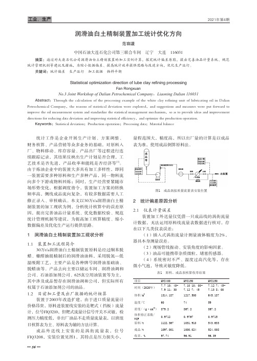 润滑油白土精制装置加工统计优化方向