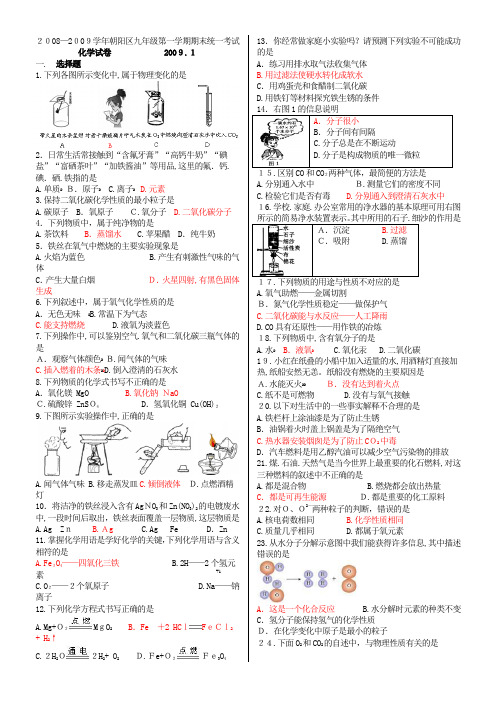 自-2008——2009学年朝阳区期末 