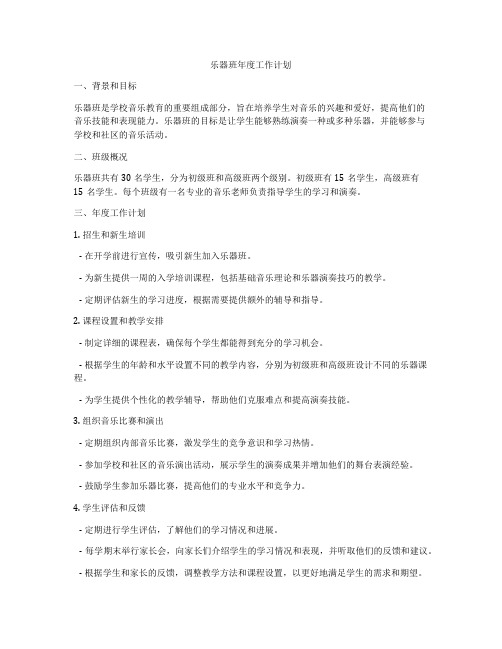 乐器班年度工作计划