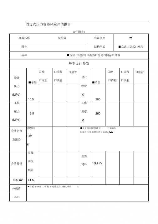 压力容器Ⅲ类风险评估报告