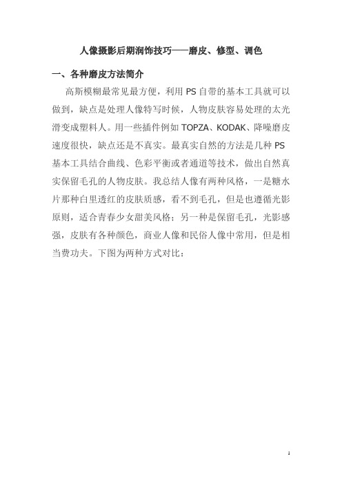 人像摄影后期润饰技巧——磨皮、修型、调色