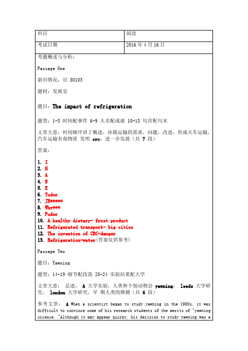 20160416雅思阅读考情分析
