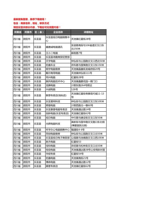 新版四川省资阳市乐至县电脑企业公司商家户名录单联系方式地址大全29家